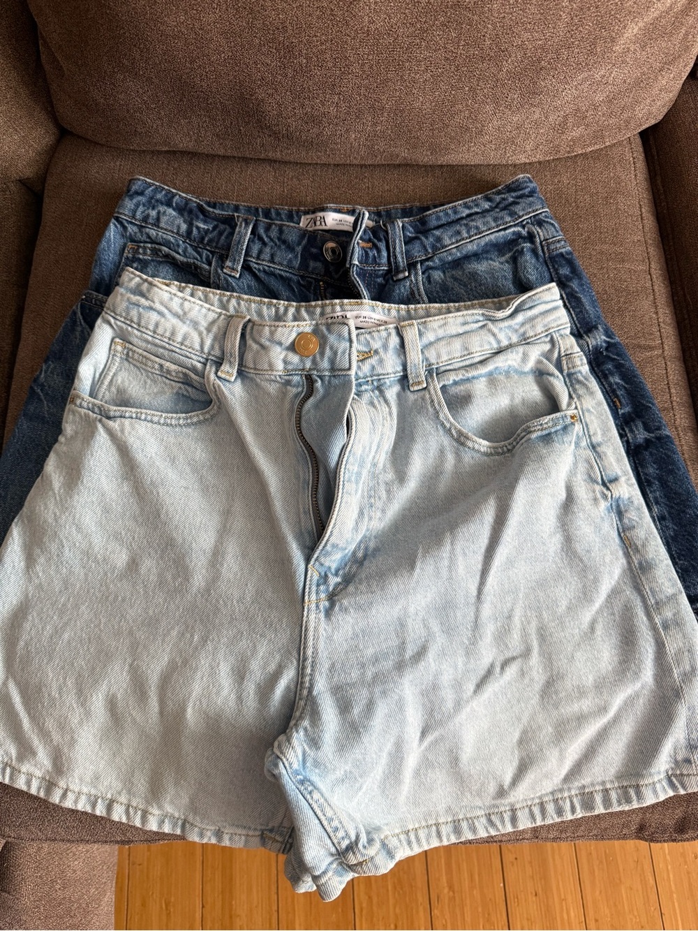 ZARA Two-Tone Denim Shorts Set - Light and Dark Blue